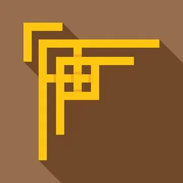 Yellow maze pattern forming corner decoration with long shadow 스톡 일러스트