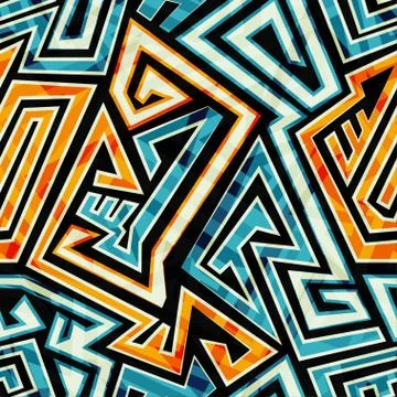 Yellow maze seamless pattern Stock Illustration