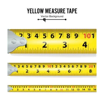 Yellow Measure Tape Vector. Centimeter And Inch. Measure Tool Equipment Stock Illustration