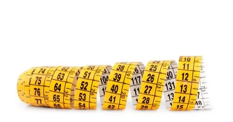 Yellow measuring tape Foto stock