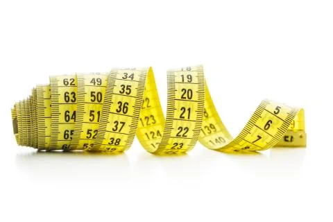 The yellow measuring tape. Stock Photos