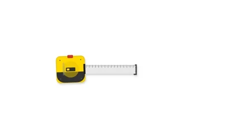 Yellow Measuring Tape Tool Icon Extending and Retracting on White Background Stock Footage 346611469