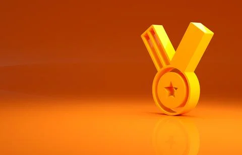 Yellow Medal icon isolated on orange background. Winner achievement sign. Award Stock Illustration