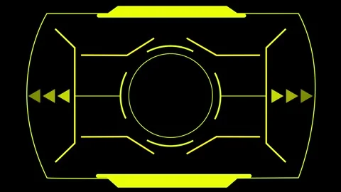 Yellow media control hud animation with futuristic interface frame and play.. Stock Footage 337364720