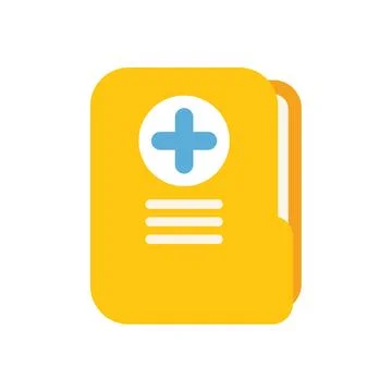 Yellow medical record file folder with blue cross for storing patient infor.. Stock Illustration