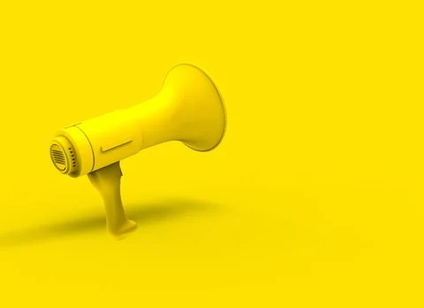 Yellow Megaphone on yellow background - 3d illustration 3d rendering Stock Illustration