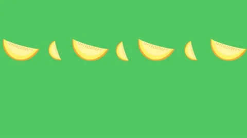 Yellow melon slices fly from top to bottom.Loop animation. Stock Footage 151329999