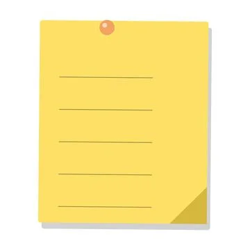 Yellow memo note paper vector illustration isolated on white background Stock Illustration