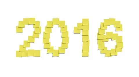 Yellow memo notes illustrating 2016 and including clipping path Stock-Illustration