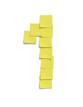 Yellow memo notes illustrating ONE and including clipping path Illustrazione stock