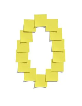 Yellow memo notes illustrating ZERO and including clipping path Stock Photos