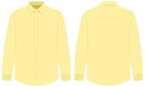 Yellow Men's Long Sleeve Button Down Dress Shirt Apparel Template Stock Illustration