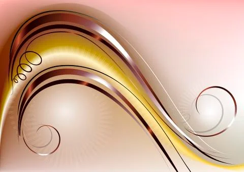 Yellow mesh gradient wave covered with copper strips Stock Illustration