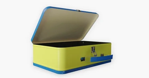 Yellow metal box opens Stock Footage 94583607