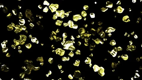 Yellow metal water drops diffused in space digital animation background new Video stock 101525793
