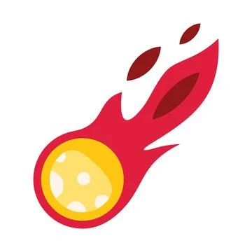 Yellow meteor with red flames flying through space Stock Illustration