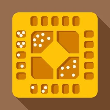 Yellow microchip processor flat design concept icon Illustrazione stock