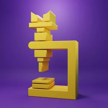 Yellow Microscope icon isolated on purple background. Chemistry, pharmaceut.. 스톡 일러스트