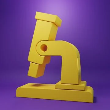 Yellow Microscope icon isolated on purple background. Chemistry, pharmaceut.. Stock Illustration