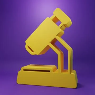 Yellow Microscope icon isolated on purple background. Chemistry, pharmaceut.. Stock Photos