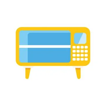 Yellow microwave oven with blue window displaying cooking process 스톡 일러스트