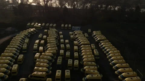 Yellow mini bus station Stock Footage 149317921