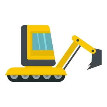 Yellow mini excavator icon isolated Stock Illustration