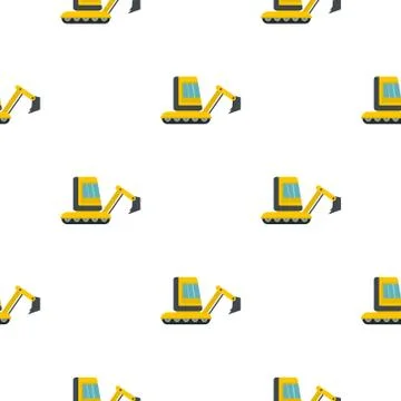 Yellow mini excavator pattern flat Illustrazione stock