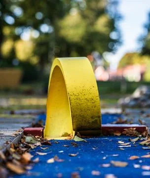 Yellow mini golf loop at fall. Stock Photos