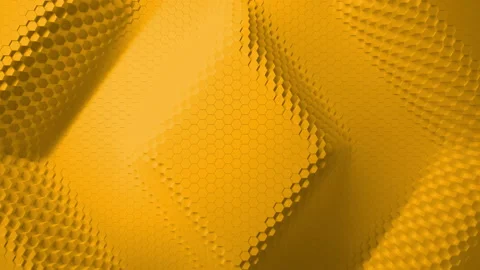 Yellow minimalism. A mosaic surface with moving hexagons. In the shape of a diam Stock Footage 157300280