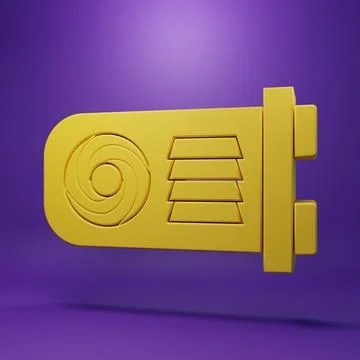 Yellow Mining farm icon isolated on purple background. Cryptocurrency minin.. Illustrazione stock