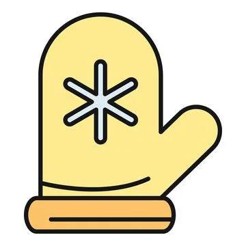 Yellow mitten with snowflake icon representing winter Stock Illustration