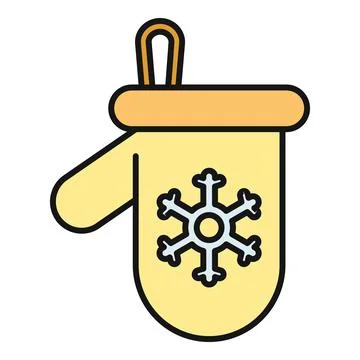 Yellow mitten with snowflake icon for winter design Stock Illustration