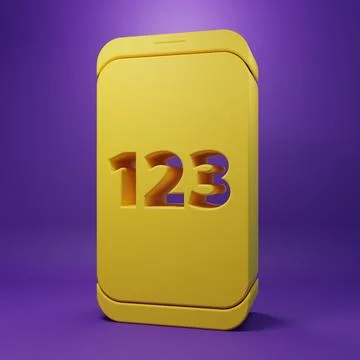 Yellow Mobile calculator smartphone interface icon isolated on purple backg.. Stock Photos