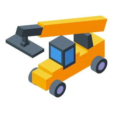 Yellow mobile crane lifting construction materials on building site Ilustración de archivo