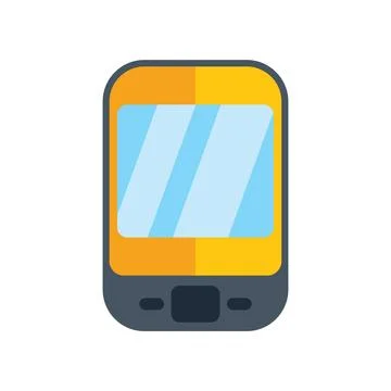 Yellow mobile phone with blank screen displaying important message Stock Illustration