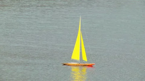 Yellow Model Sailboat HD Stock Footage 12363649