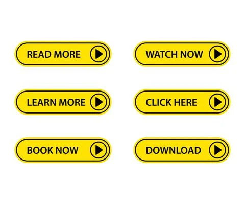 Yellow modern style button set. Vector illustration of a modern style flat. Stock Illustration