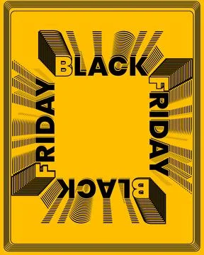Yellow Modern Typography Wall Poster Optical Motion Design Stock Illustration