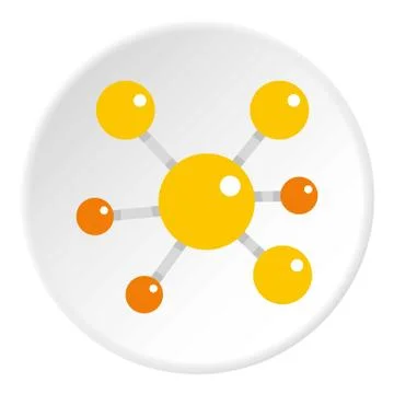 Yellow molecular model icon circle Stock Illustration