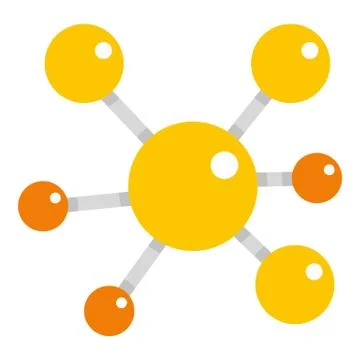 Yellow molecular model icon isolated Stock Illustration