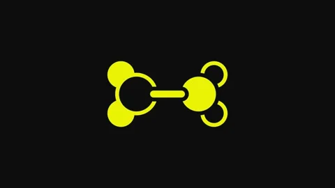Yellow Molecule icon isolated on black background. Structure of molecules in Video stock 233066156