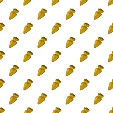 Yellow money bag pattern on white background Stock Illustration