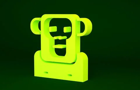 Yellow Monkey icon isolated on green background. Minimalism concept. 3d illus Illustrazione stock