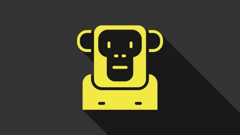 Yellow Monkey icon isolated on grey background. 4K Video motion graphic Stock Footage 147705468