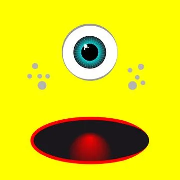 Yellow monster catoon with eye Stock Illustration