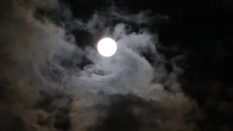Yellow moon with clouds Stock Footage 314908843