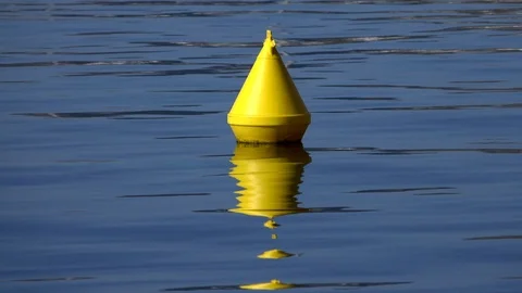 Yellow moored buoy, Majorca, Balearic Islands, Spain, Mediterranean, Europe Stock Footage