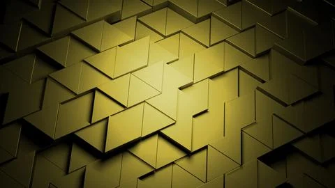 Yellow mosaic. Design.Small yellow triangles rise in turn, leaving a black empty Stock Illustration