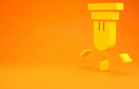 Yellow Motion sensor icon isolated on orange background. Minimalism concept.  Stock Illustration